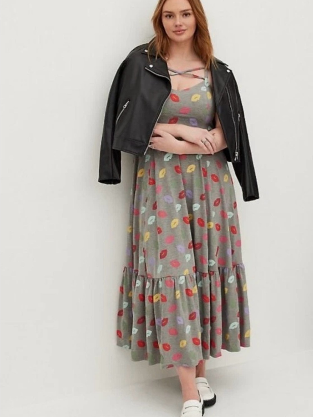 Torrid Super Soft Lips Print Crisscross Maxi Dress Plus Size NWT